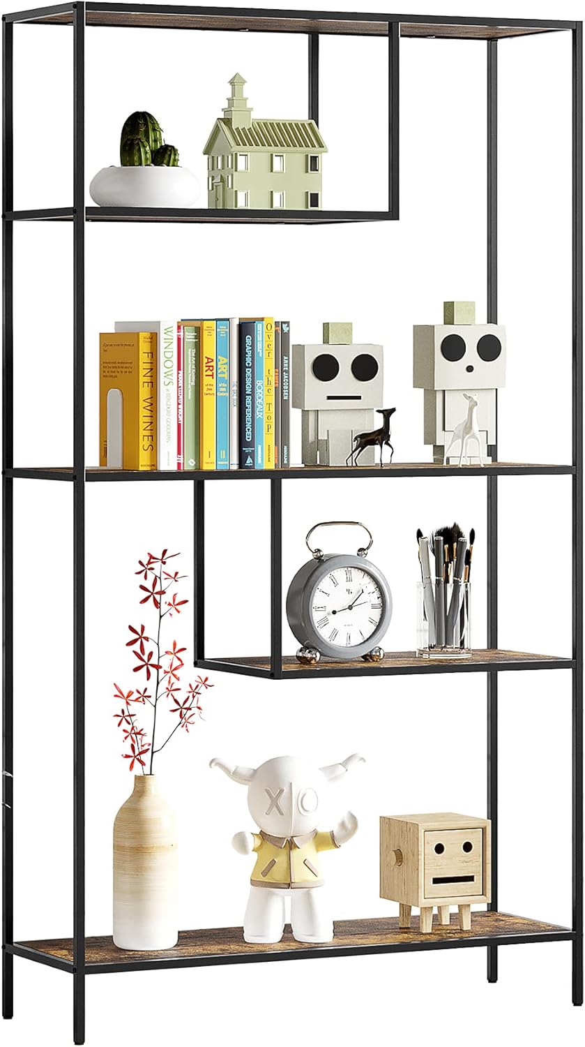 Brown 3-Tier Metal Open Bookshelf K31092