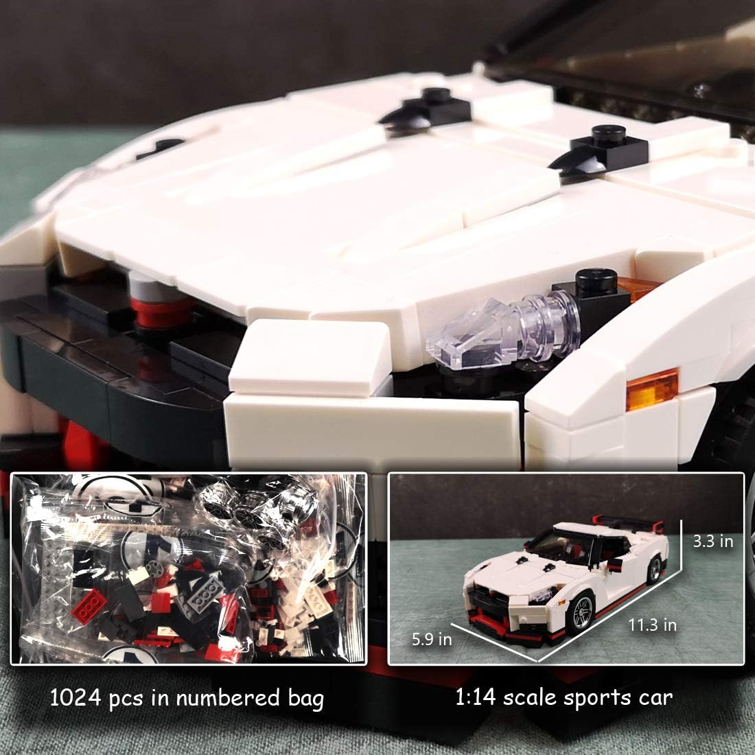 1:14 Scale MOC Building Blocks Race Car Model (1024 Pcs) Pack of 2 U443