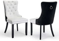 Velvet Dining Chairs Set of 6 Tufted Button Back Solid Wood Legs Khaki M418676