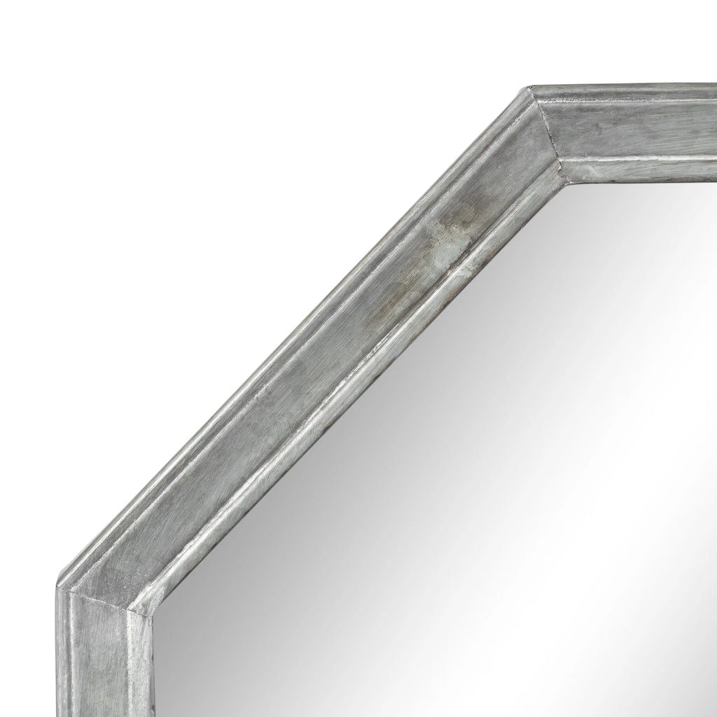 Vintage Galvanized Metal Octagon Wall Mirror, 26 x 26, Silver S675