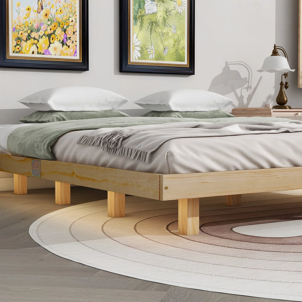 White Full Size Floating Bed Frame with LED Lights H643638