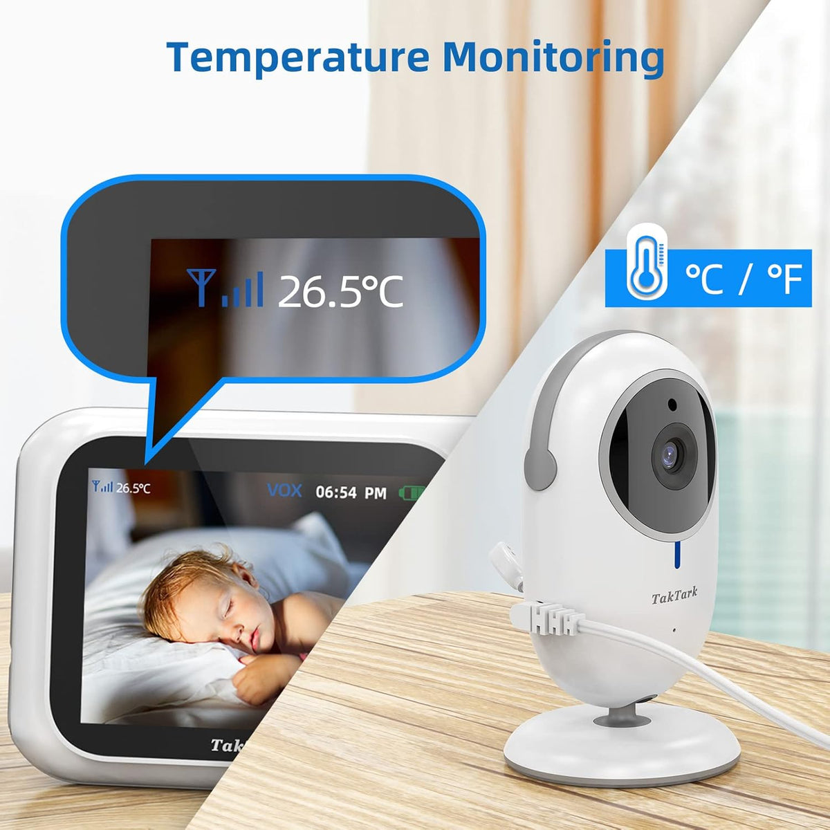 Baby Monitor with Camera and Audio, Infrared Night Vision, Digital Zoom Y323277