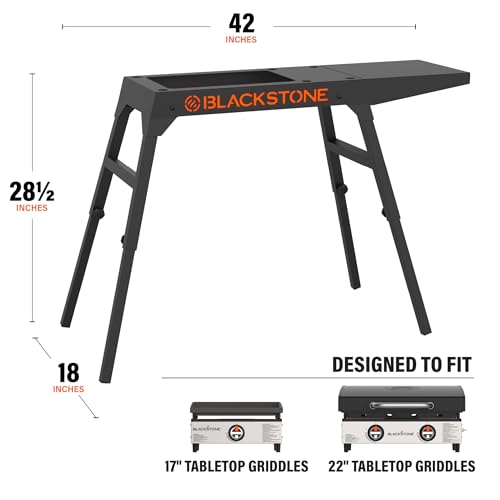 Collapsible Tabletop Griddle Stand with Adjustable Legs and Side Shelf G9153