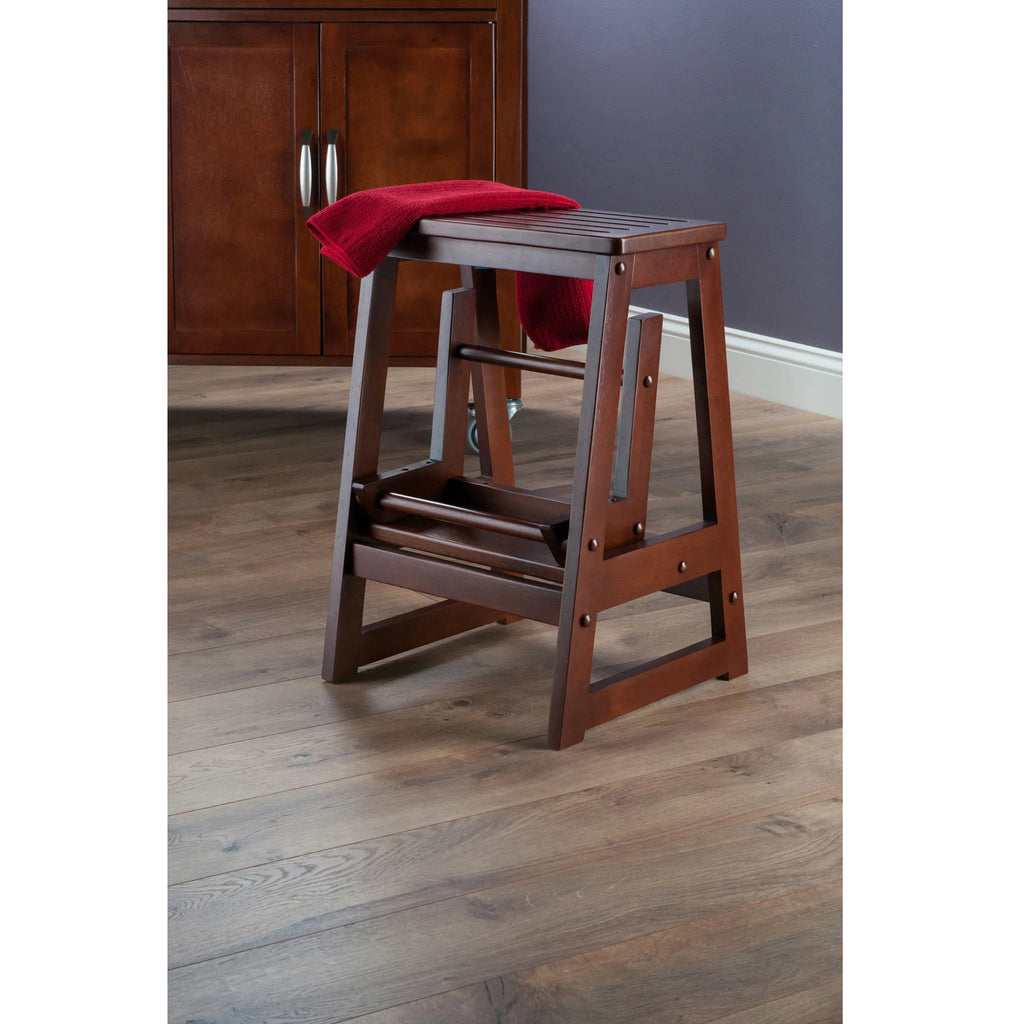 Walnut Finish Step Stool F4629