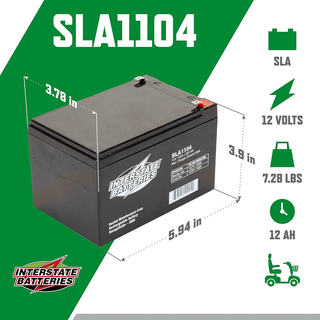 12V 12Ah Sealed Lead Acid Rechargeable SLA AGM Battery Pack of 2 L98930