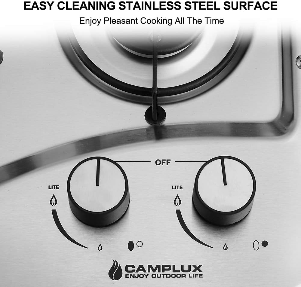 2 Burner Stainless Steel Propane Gas Cooktop M617583