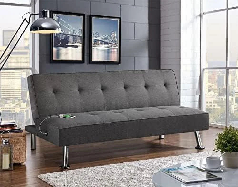 Convertible Futon Sofa Bed with USB Charging Ports H3452
