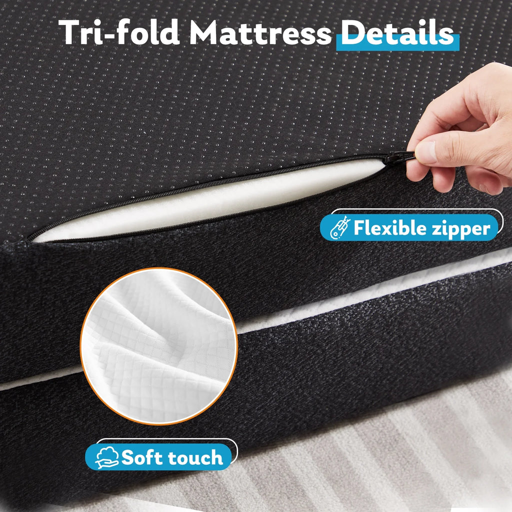 4-inch Tri Folding Memory Mattress with Removable Cover H1069