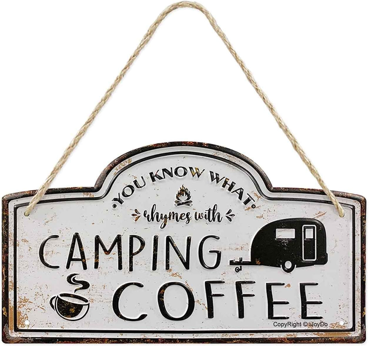 Camping Coffee Metal Sign 14 X 8 Inch Y260