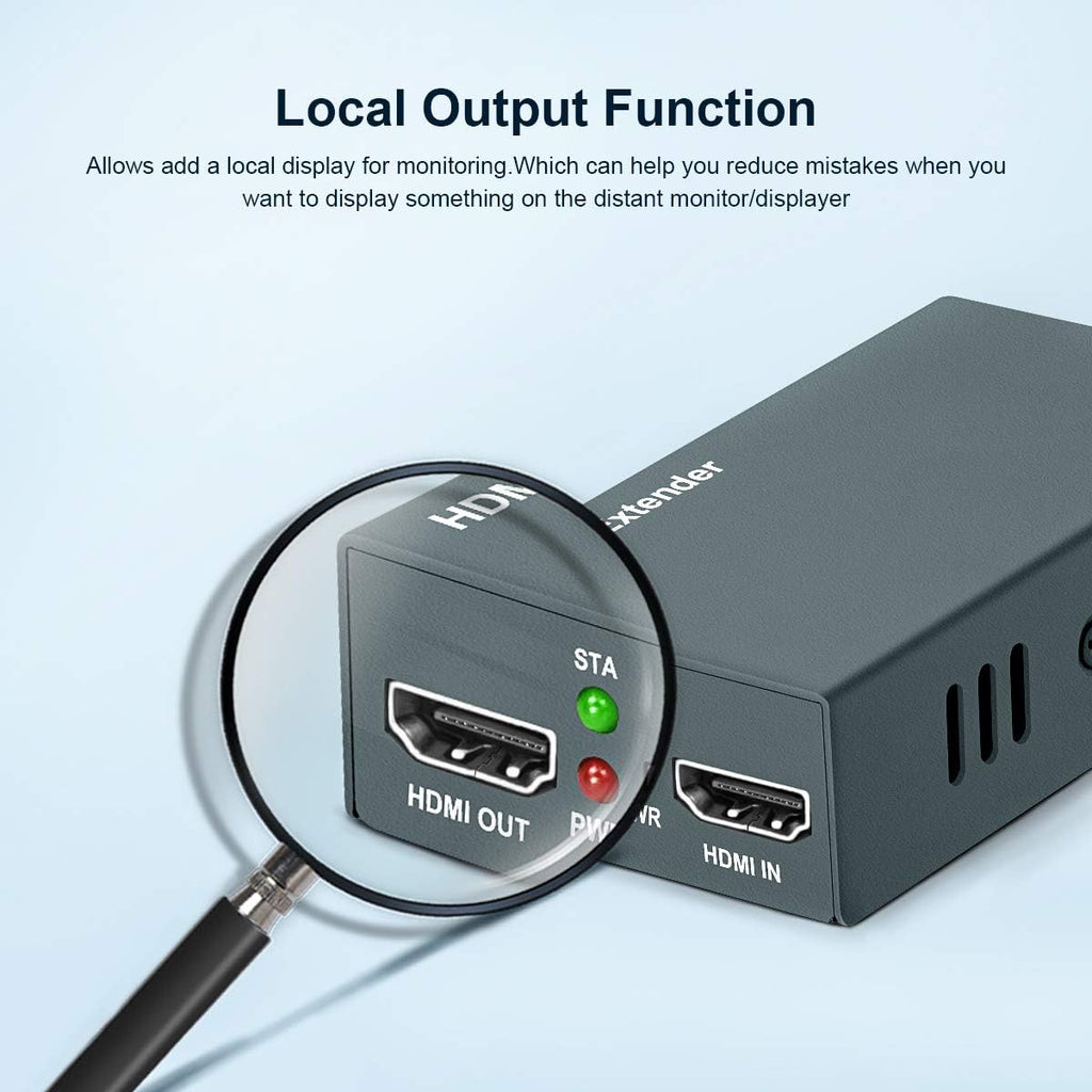 1080P@60Hz HDMI Extender with Local Output, 165ft Over CAT5e/CAT6/CAT7 Cable U182
