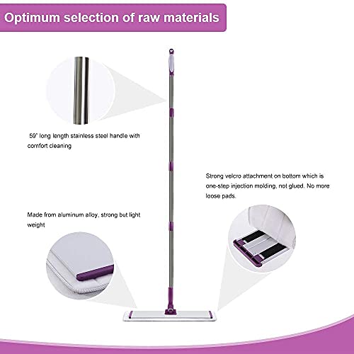 Commercial Flat Microfiber Floor Mop with 4 Washable Pads M35412