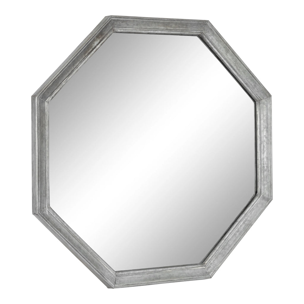 Vintage Galvanized Metal Octagon Wall Mirror, 26 x 26, Silver S675