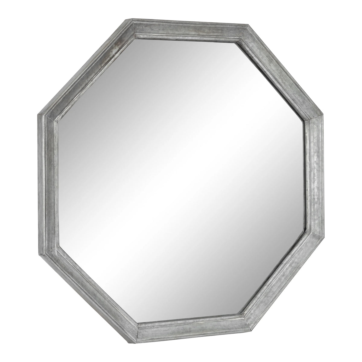 Vintage Galvanized Metal Octagon Wall Mirror, 26 x 26, Silver S675