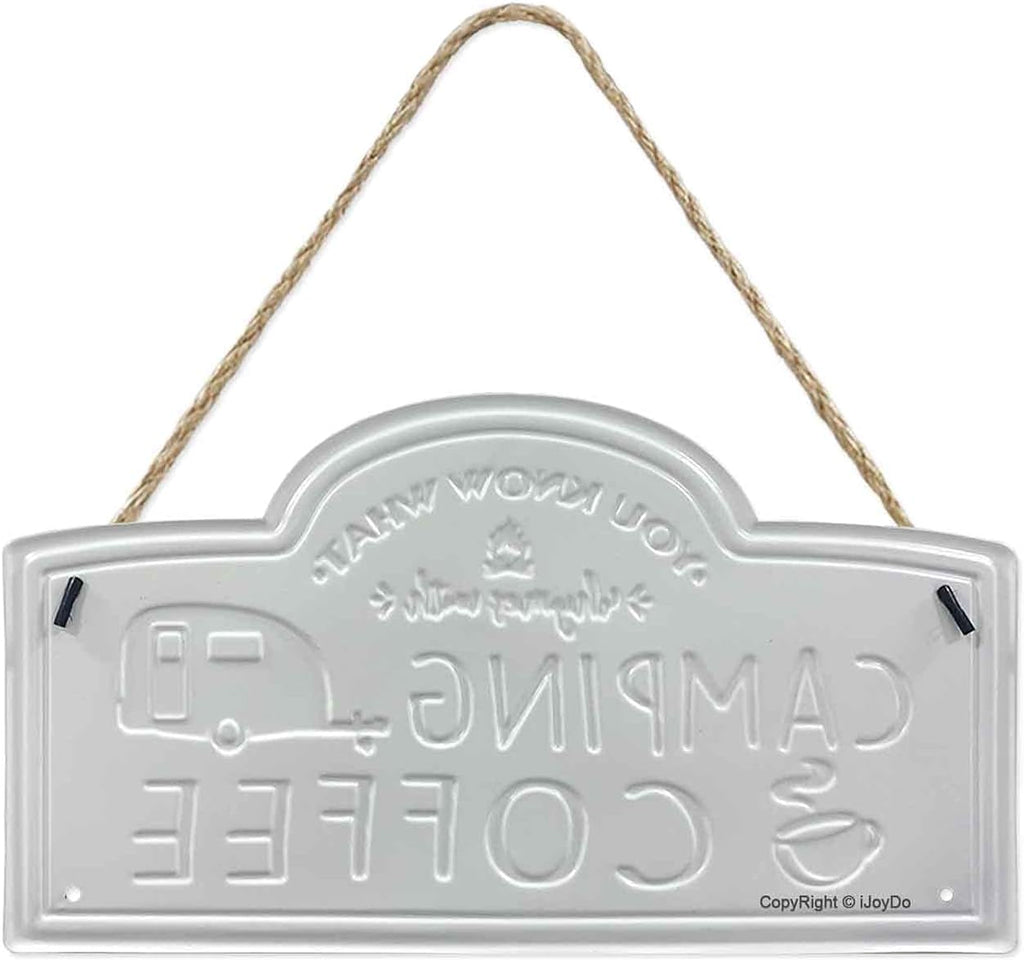 Camping Coffee Metal Sign 14 X 8 Inch Y260