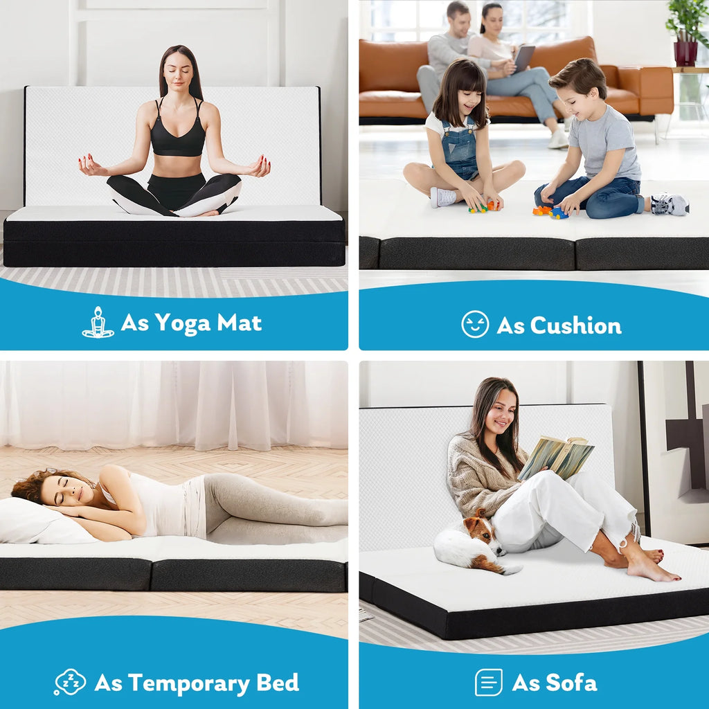 4-inch Tri Folding Memory Mattress with Removable Cover H1069