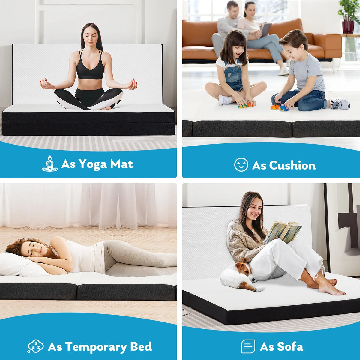 4-inch Tri Folding Memory Mattress with Removable Cover H1069
