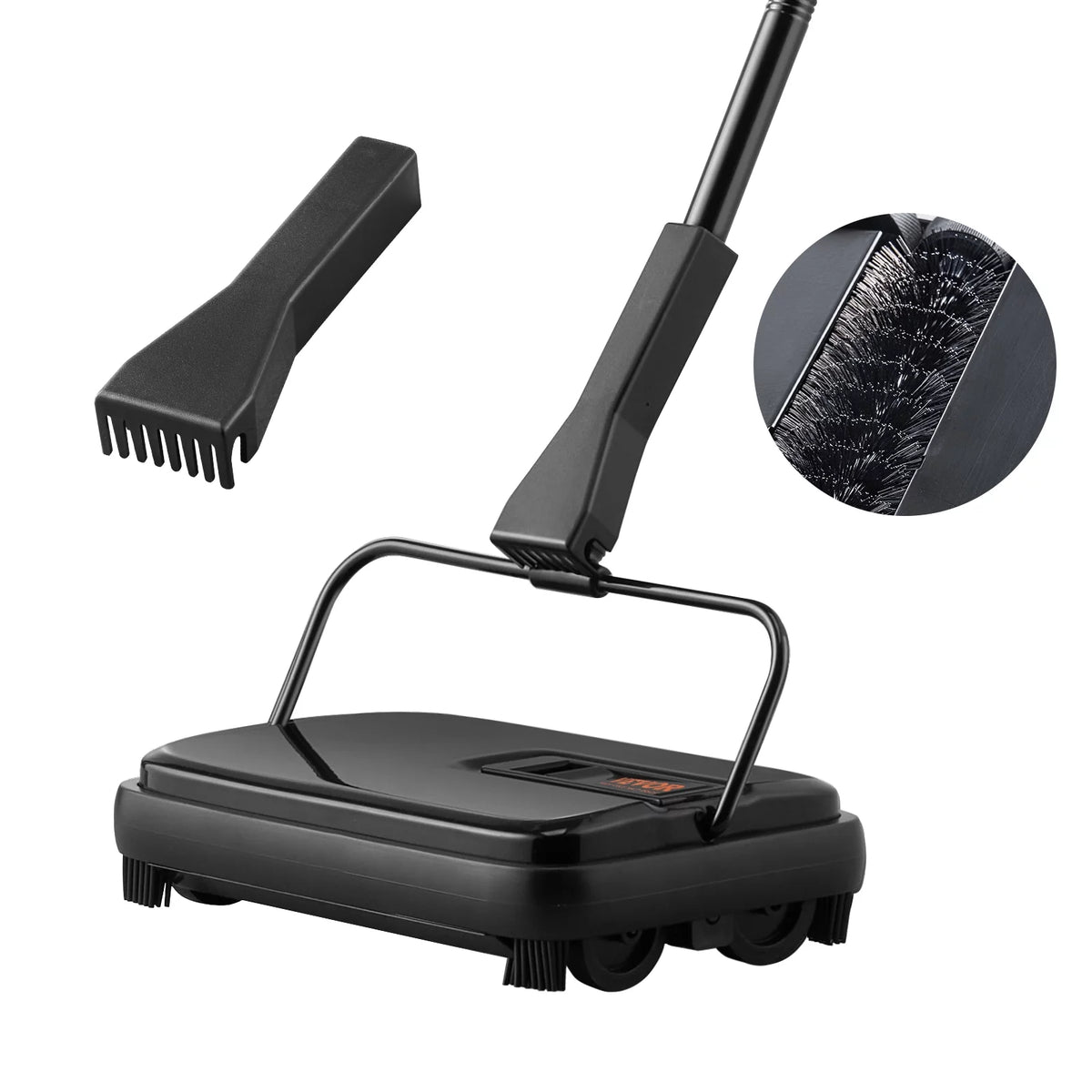 Carpet Sweeper Manual 7.87 in Non Electric Horsehair Black T929558