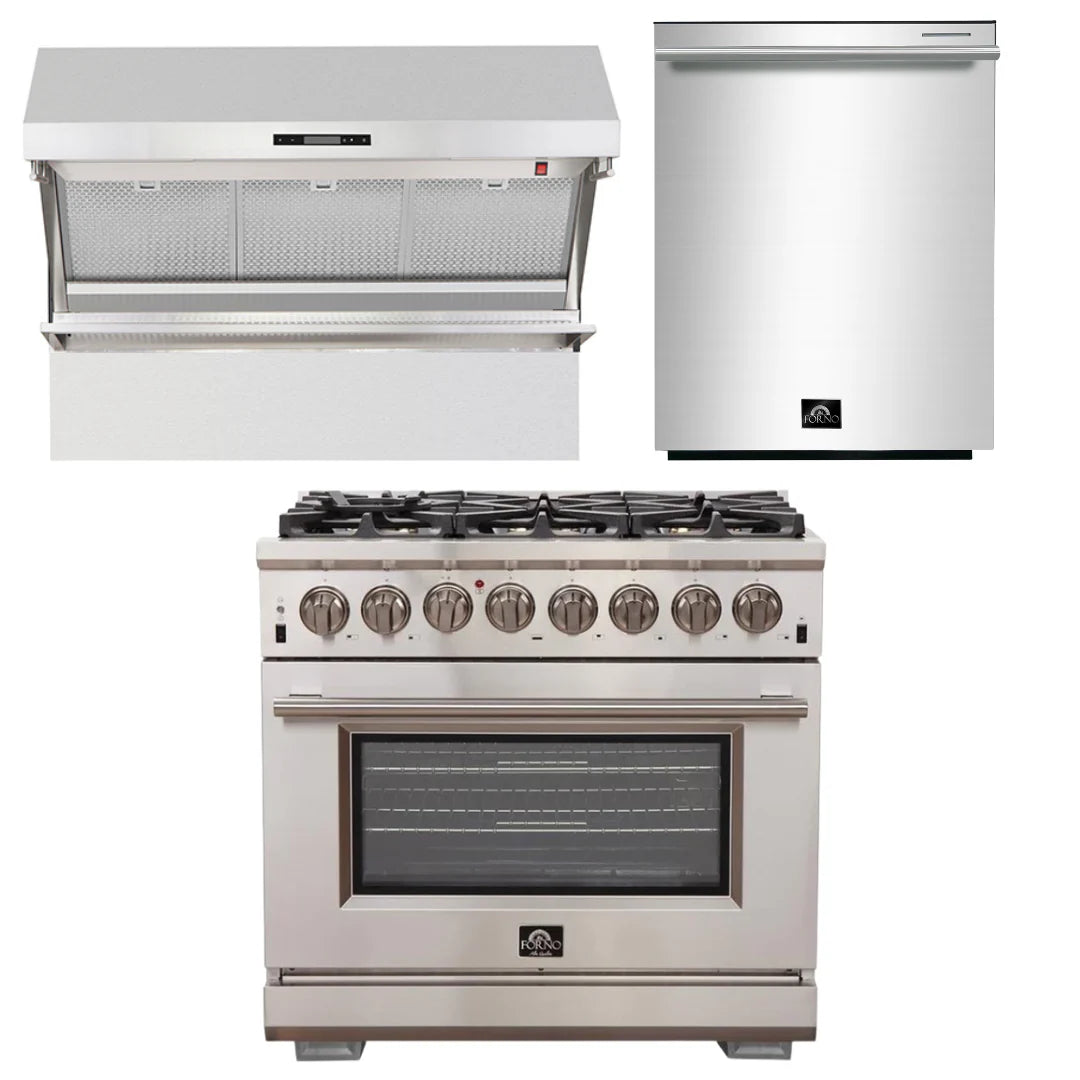 36 Inch Gas Burner Electric Oven Pro Range, Wall Mount Range Hood, Dishwasher Z993