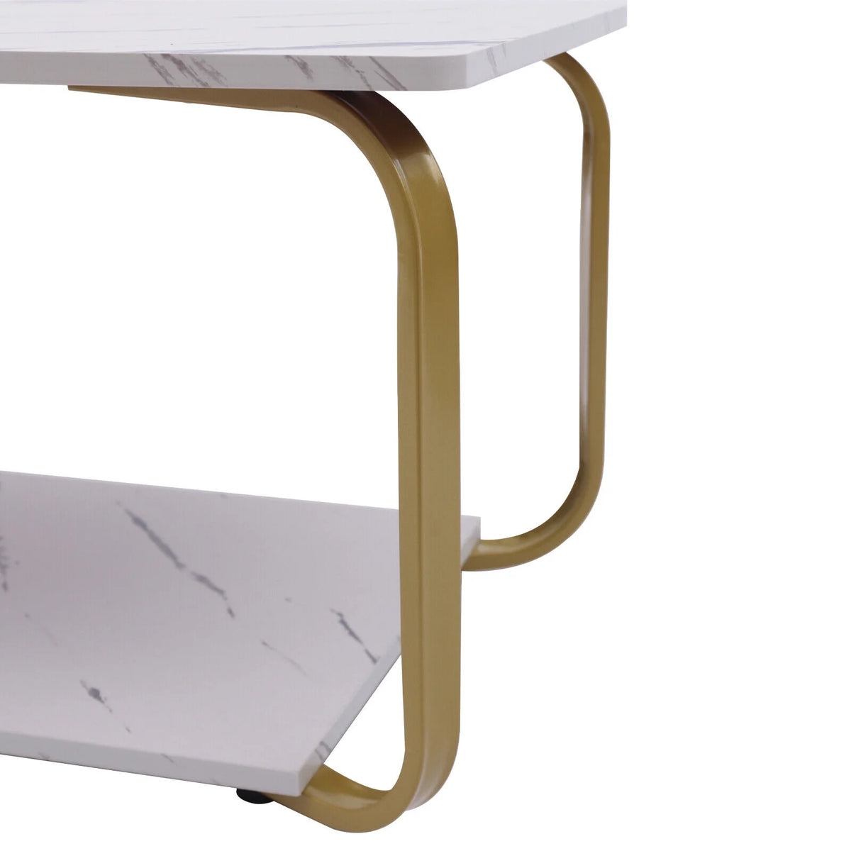 2-Tier Marble Coffee Table with Storage X86755