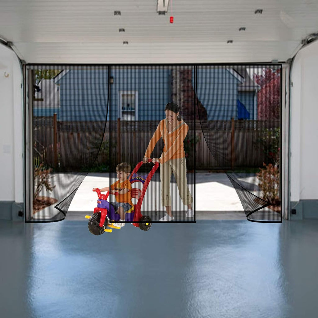 2 Car 16 x 7 Ft Retractable Magnetic Garage Door Screen Z15296
