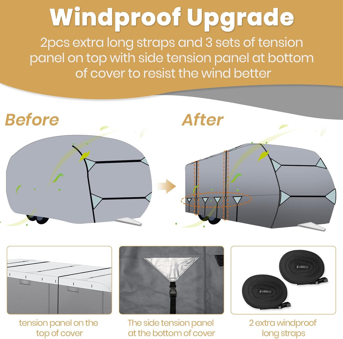Waterproof Travel Trailer RV Cover with Cotton Lining W935
