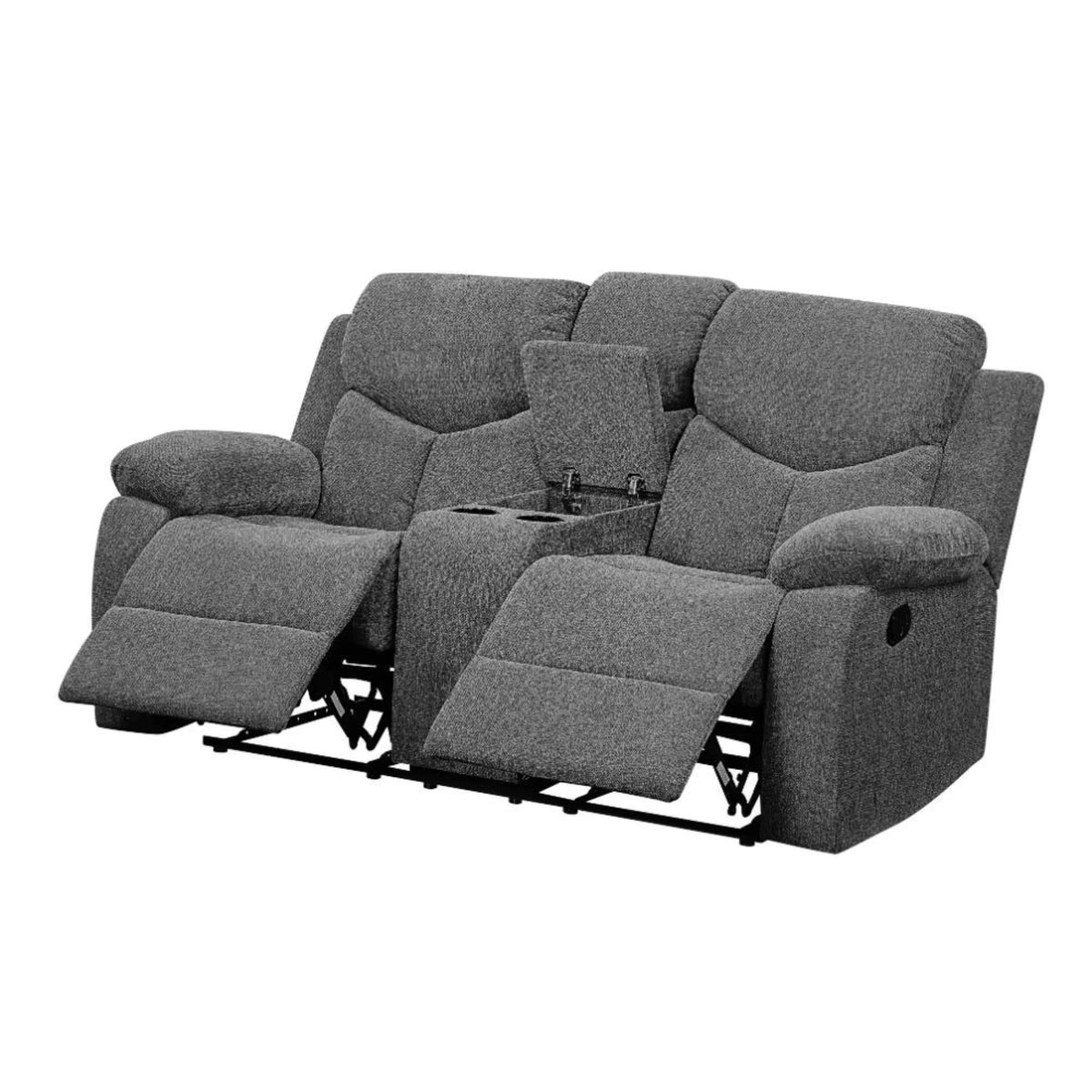 Gray Chenille Loveseat with Console L247