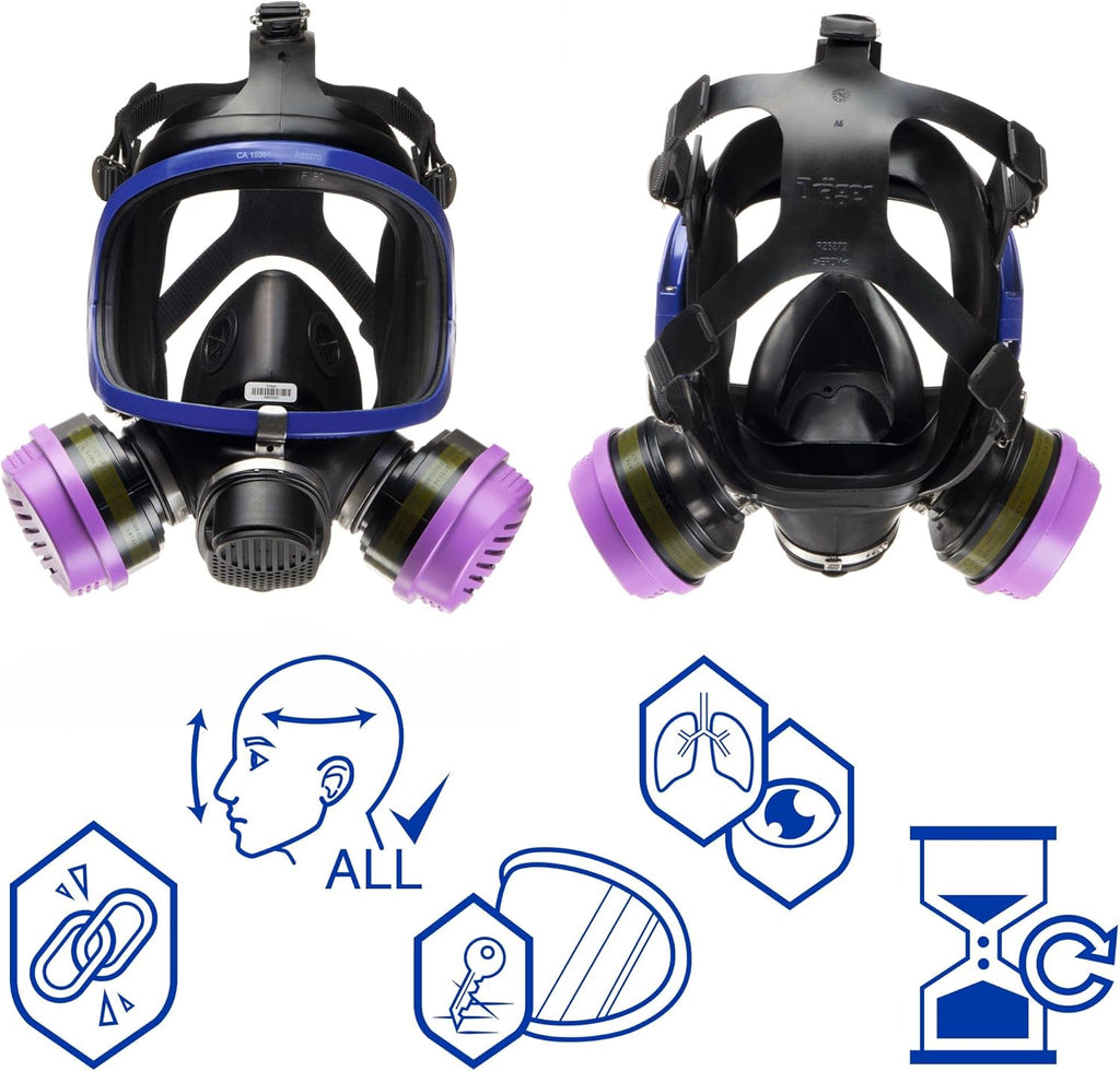 Full-Face Respirator Mask with Combination Cartridge, NIOSH Certified N5859