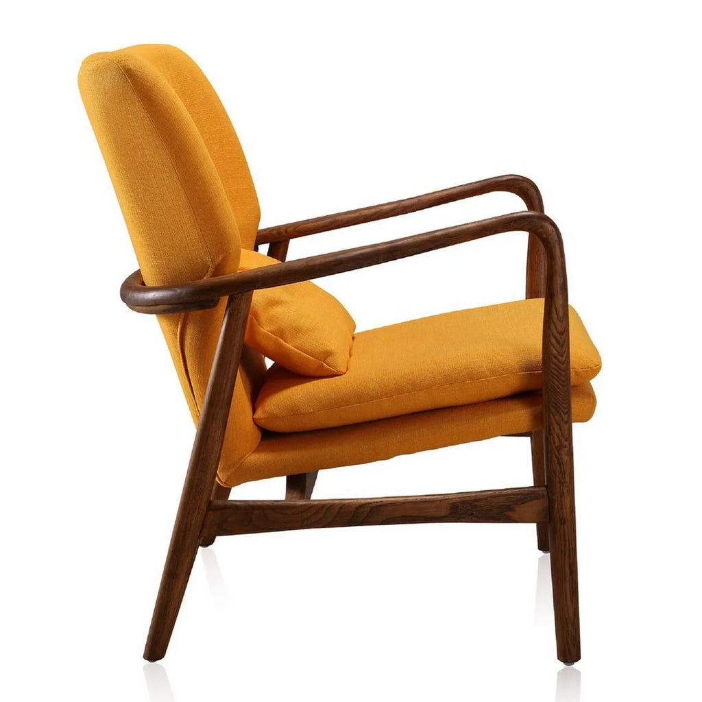 Yellow and Walnut Accent Chair and Ottoman I48929
