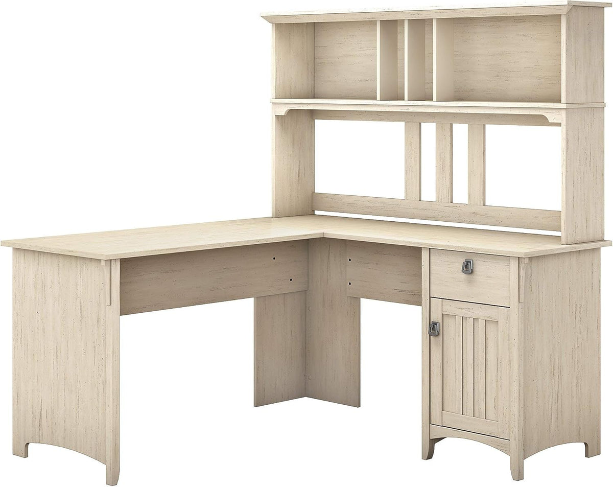 60W L Shaped Desk with Hutch in Cape Cod Gray Y376054