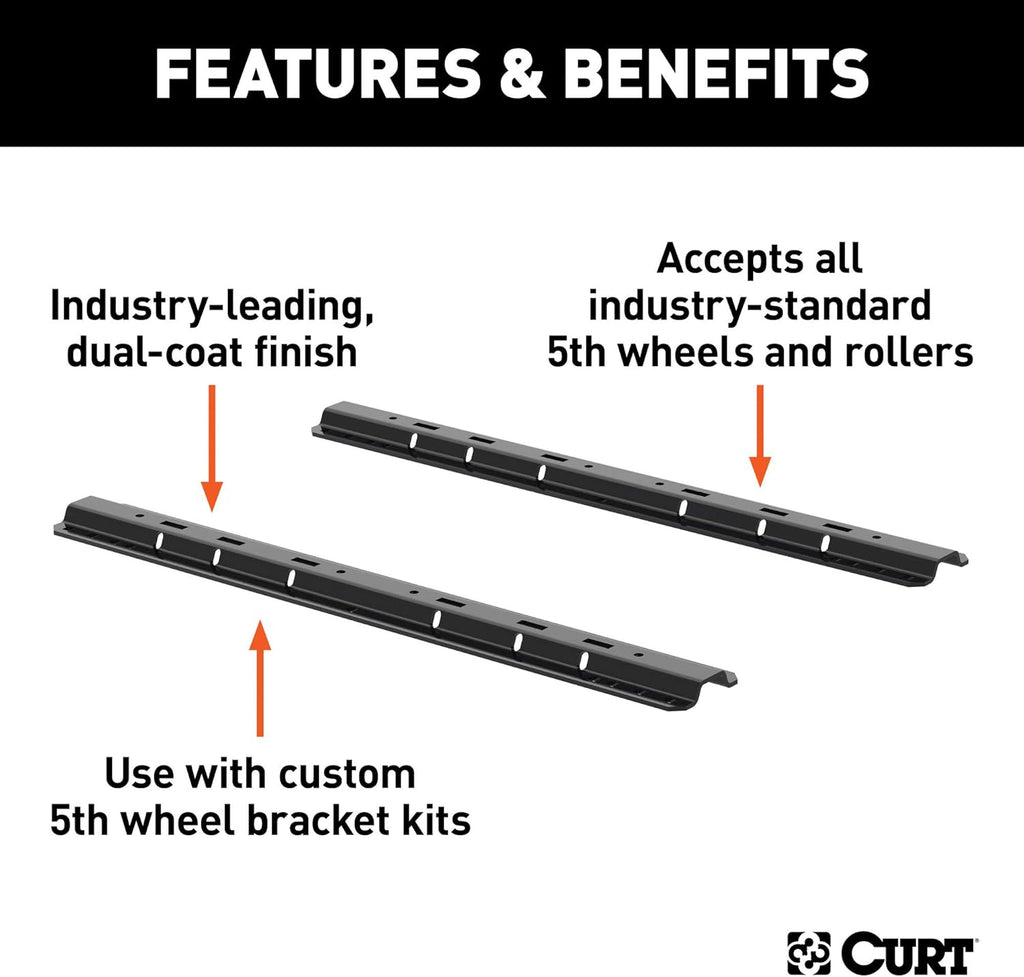 5th Wheel Hitch Rails, Carbide Black, 25,000 Pounds O9281