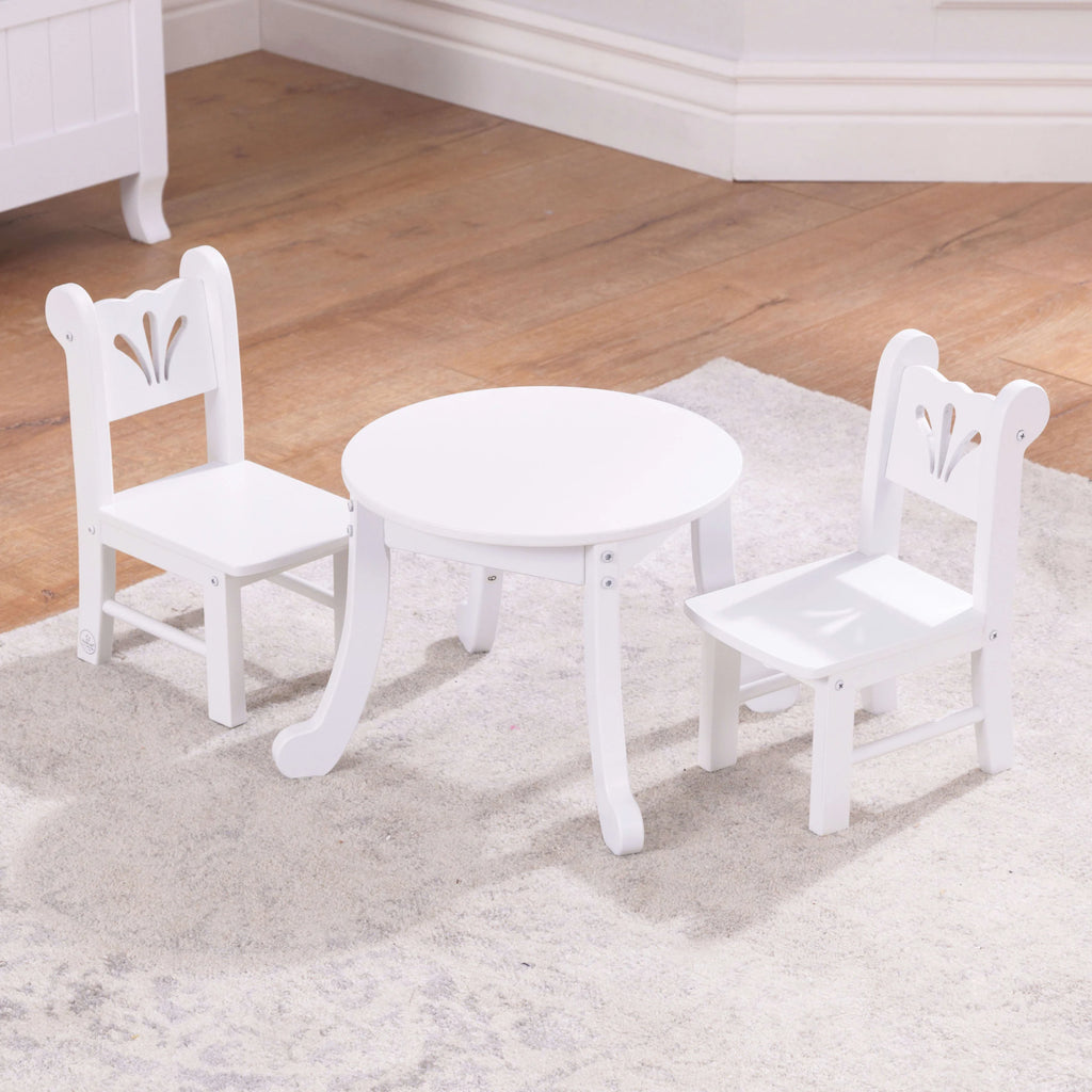 White Wooden Doll Table & Chair Set S553