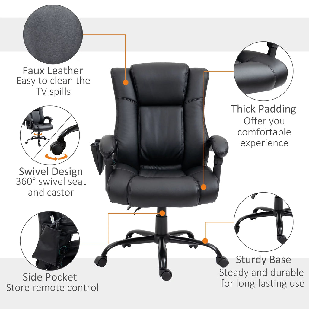 Black PU Leather Executive Office Chair with Vibration Massage B7979