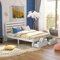 White Twin Wood Platform Bed with Storage Drawer L875591