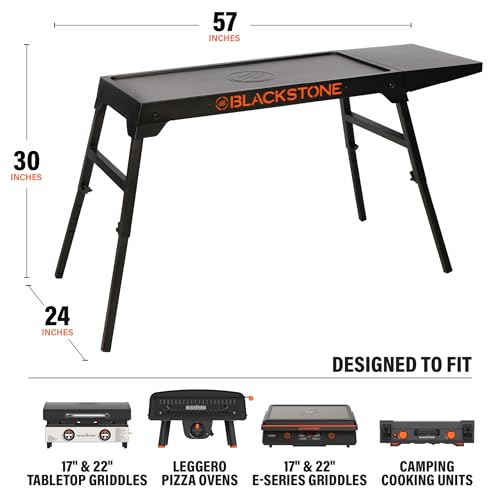 Collapsible Tabletop Griddle Stand with Adjustable Legs and Side Shelf G9153