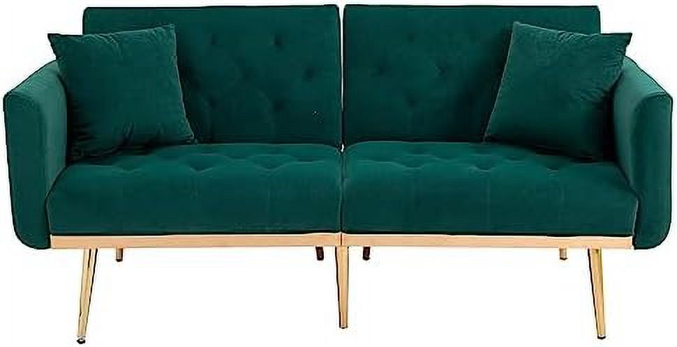 Peach Velvet Loveseat with 7 Gold Metal Legs G999652
