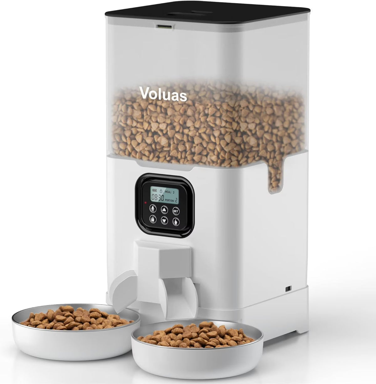 Automatic Cat Feeder with 2 Stainless Steel Bowls, 6L Timed F920498