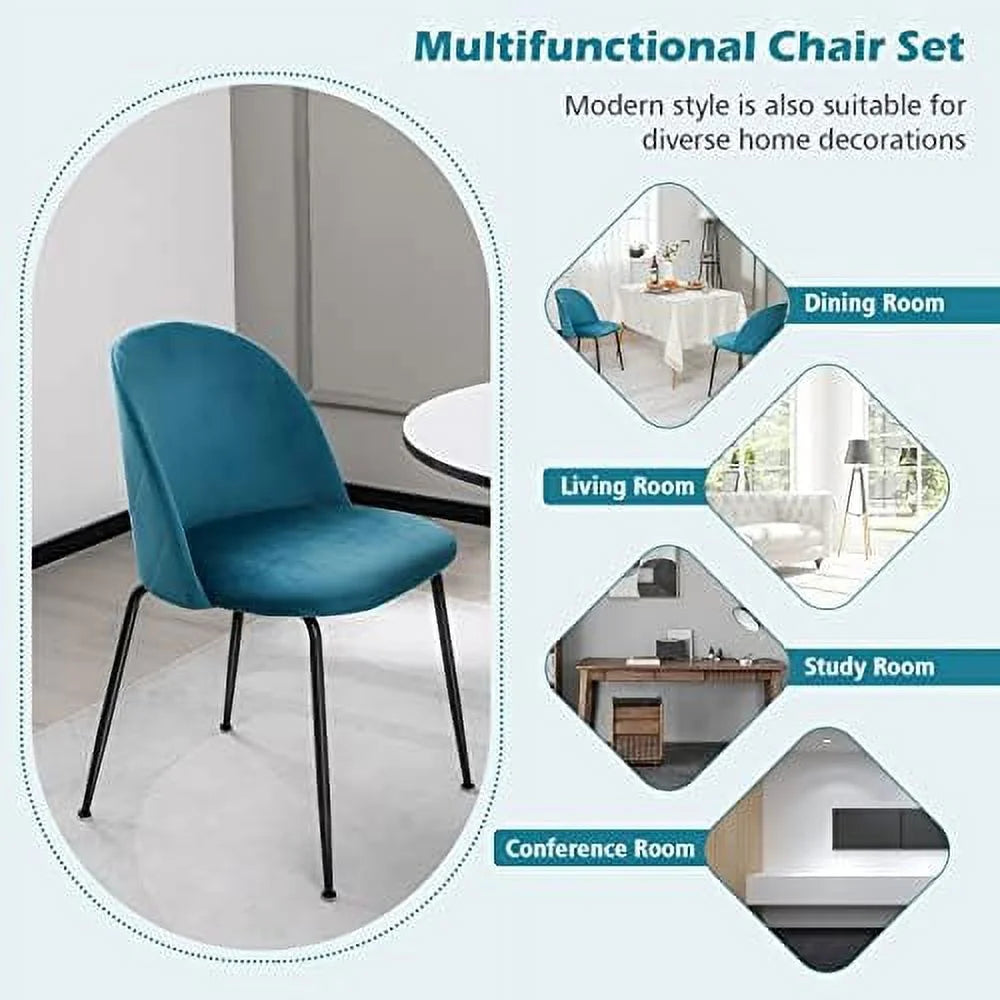 Velvet Dining Chairs Set of 4 Teal Blue I101
