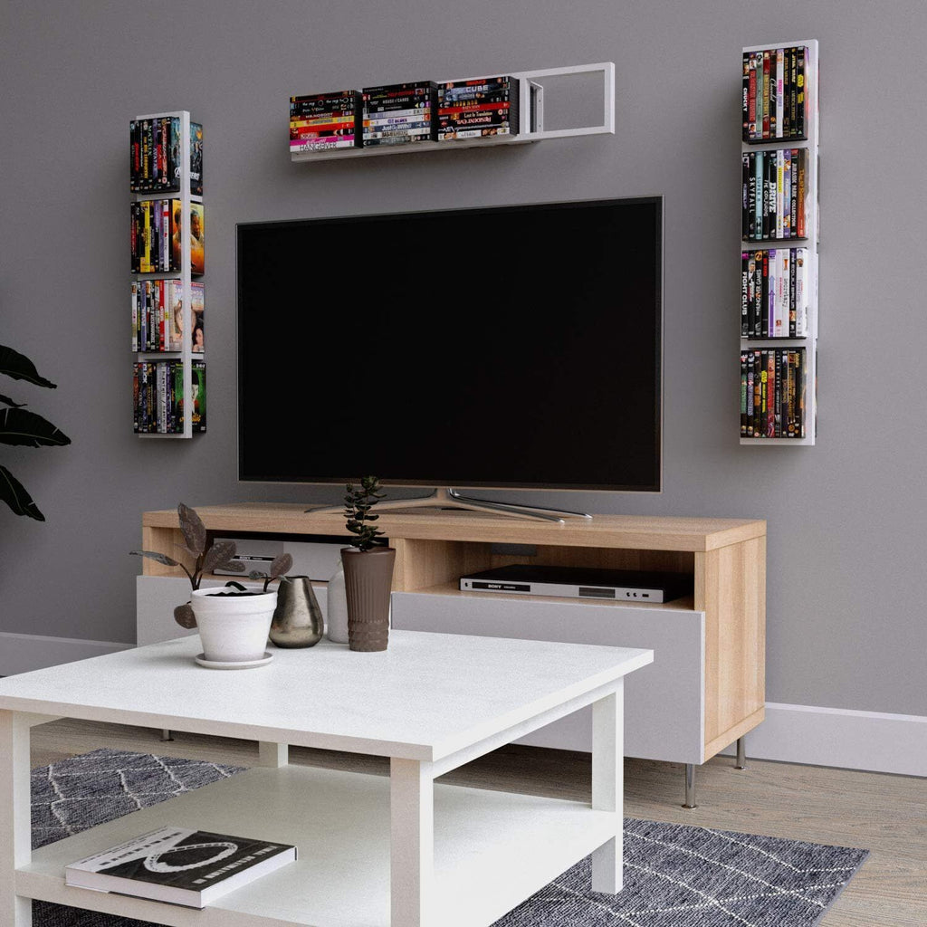 White Metal Wall Mount CD DVD Storage Rack U4433