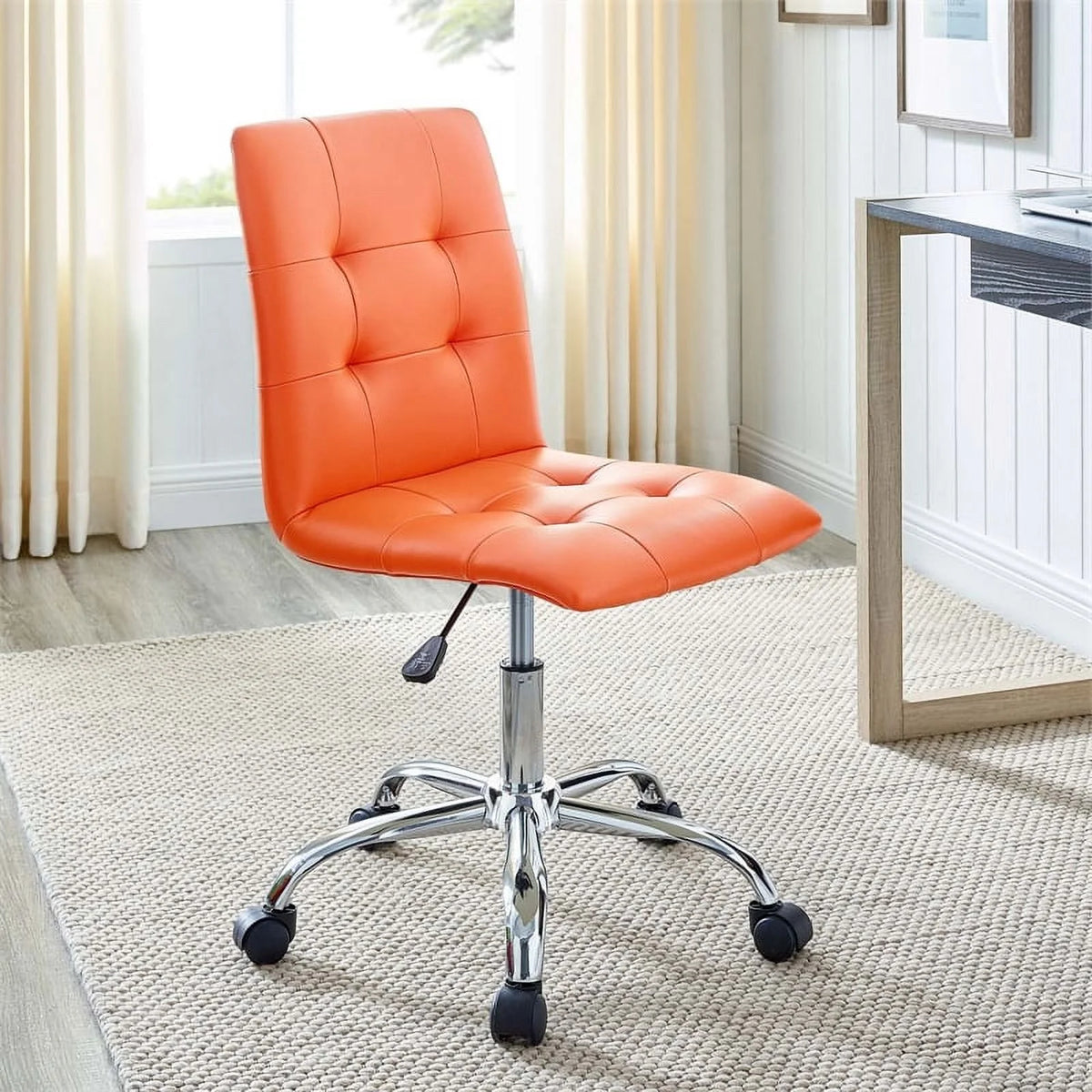 Orange Faux Leather Swivel Office Chair V402
