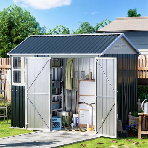 Brown Outdoor Steel Storage Shed O267