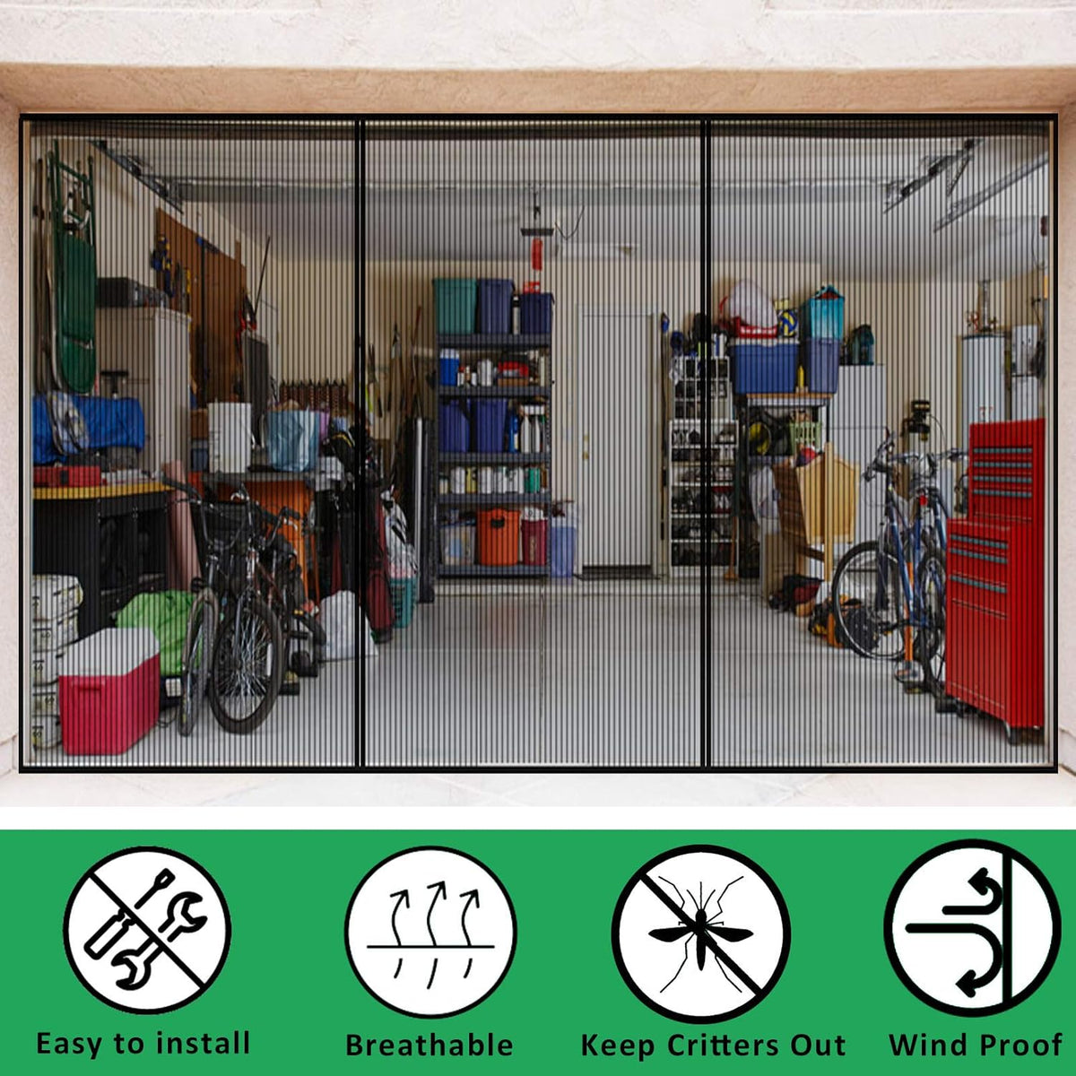 2 Car 16 x 7 Ft Retractable Magnetic Garage Door Screen Z15296