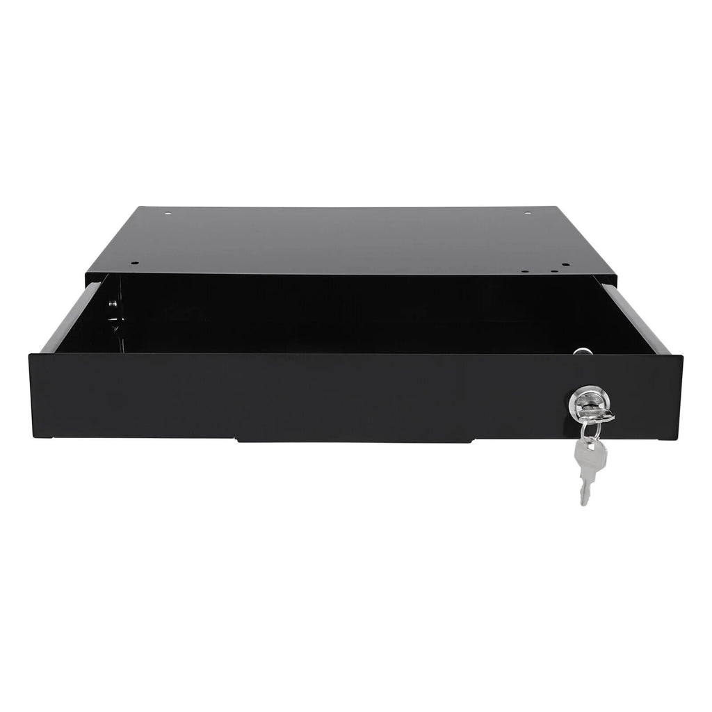 Black Rectangular Under Desk Mounted Iron Drawer Storage with Keys E635121