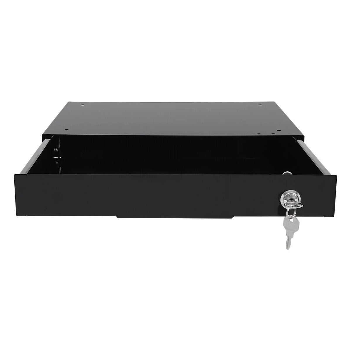 Black Rectangular Under Desk Mounted Iron Drawer Storage with Keys E635121