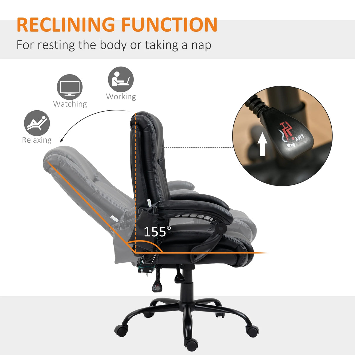 Black PU Leather Executive Office Chair with Vibration Massage B7979