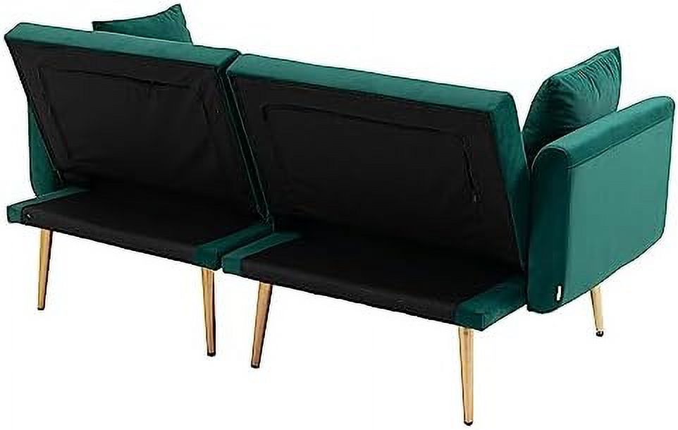 Peach Velvet Loveseat with 7 Gold Metal Legs G999652