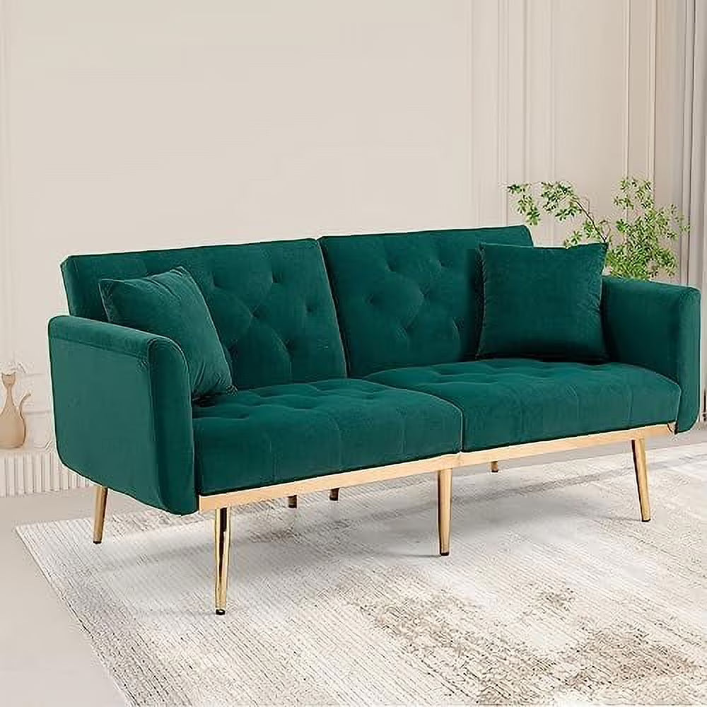 Peach Velvet Loveseat with 7 Gold Metal Legs G999652