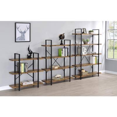 Antique Nutmeg and Black 5-Shelf Bookcase N4984