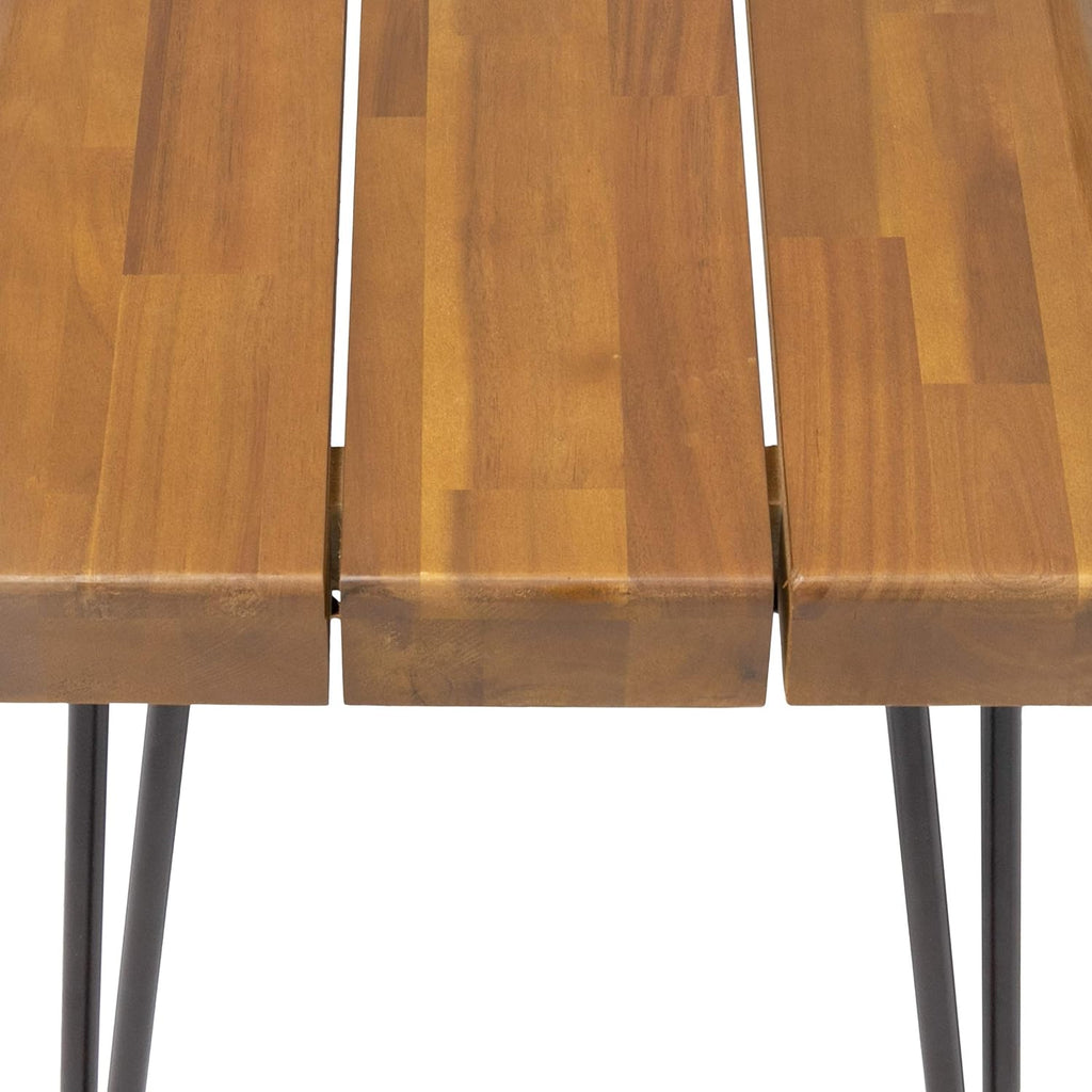 Teak and Rustic Metal Acacia Wood Bench K45049