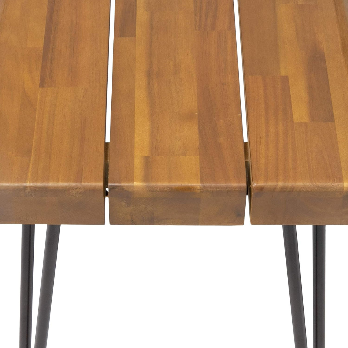 Teak and Rustic Metal Acacia Wood Bench K45049