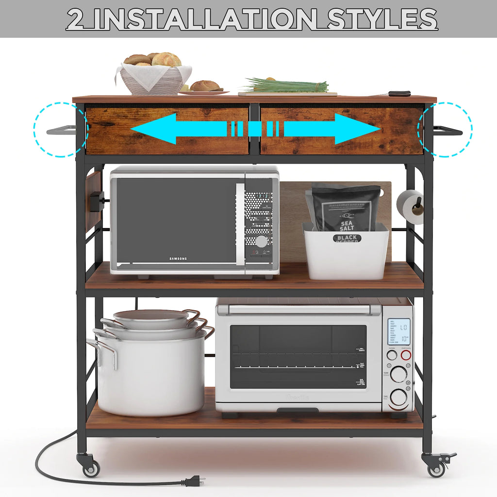 3 Tiers Rolling Storage Cart with Power Outlet P363030